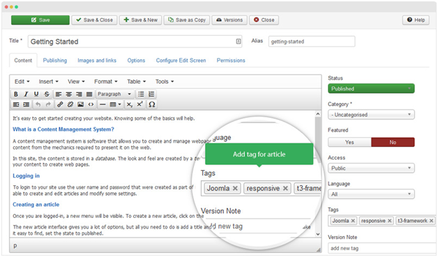 How To Insert A Heading Into An Article And Add New Tags In Joomla