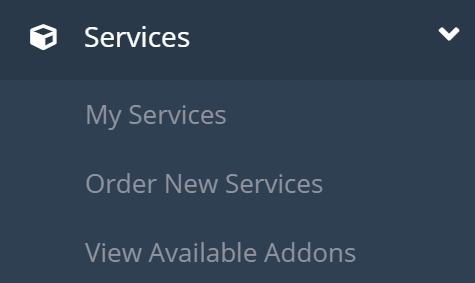 screenshot of Services droplist menu