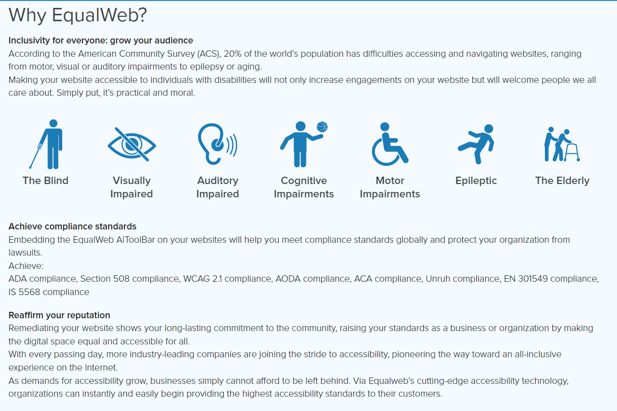 screenshot of reasons to use EqualWeb