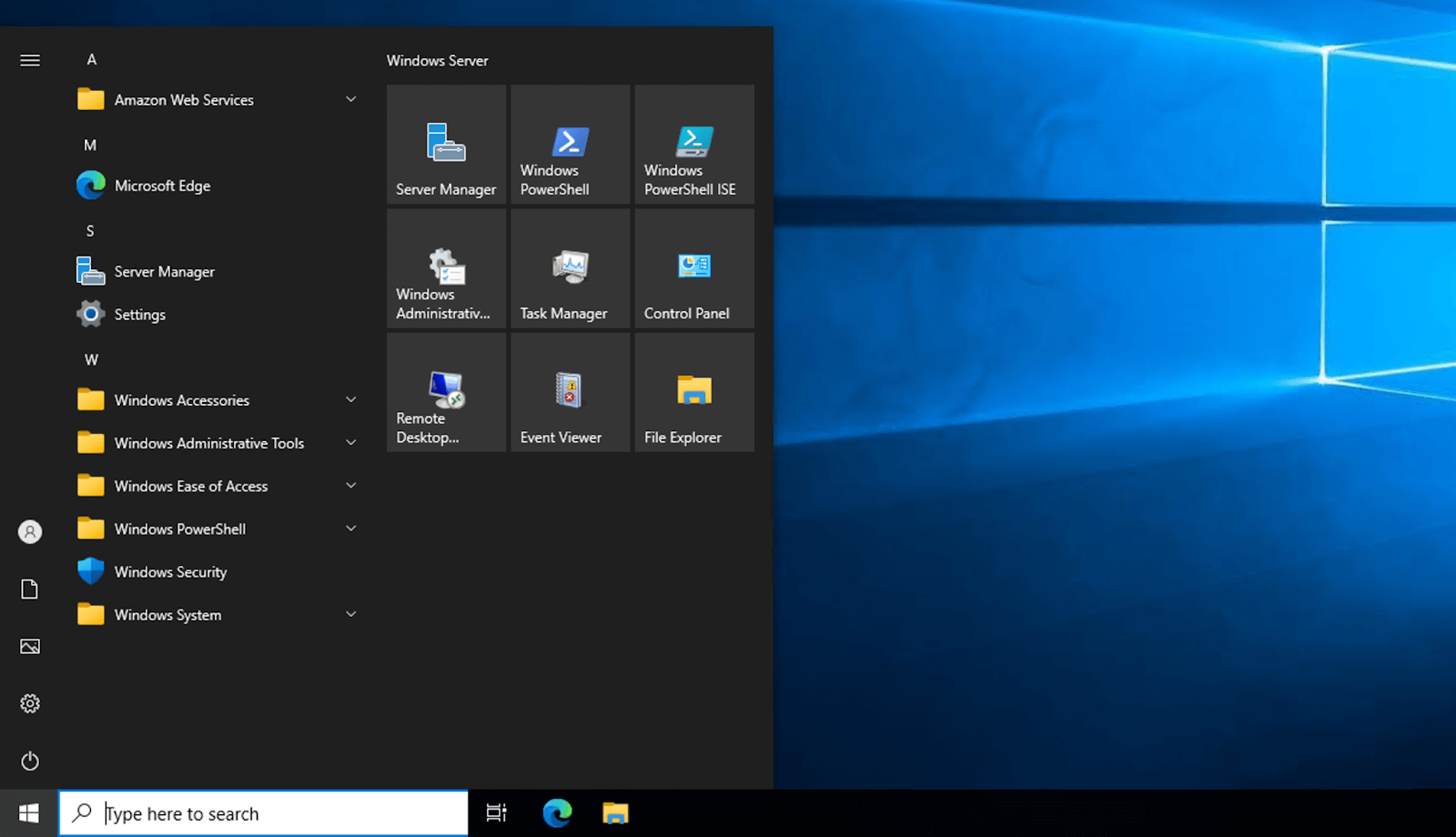 screenshot of Windows Server folder