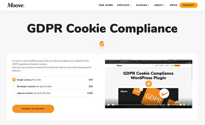 screenshot of GDPR Cookie Compliance banner