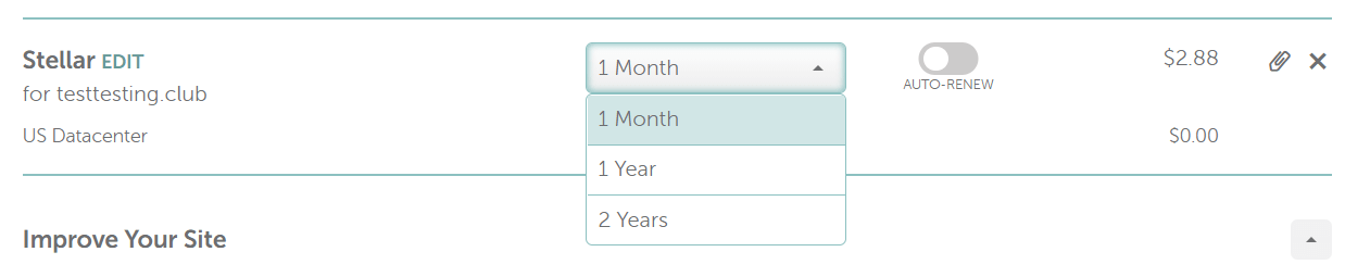 screenshot of domain hosting purchase and setup