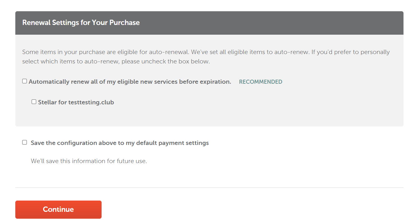 screenshot of domain hosting purchase and setup