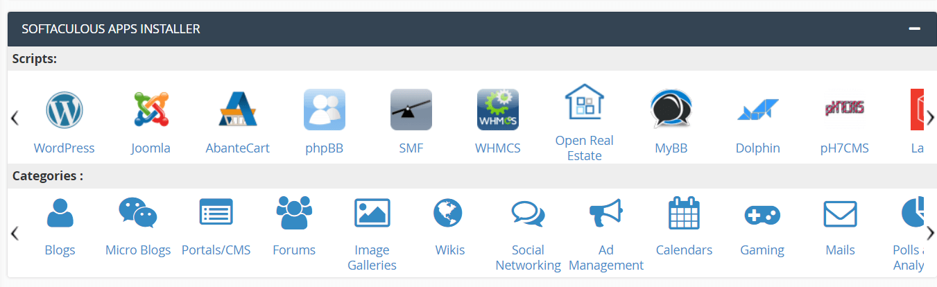 screenshot of Cpanel 