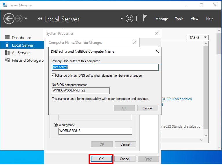 screenshot of DNS Suffix and NetBIOS Computer Name window