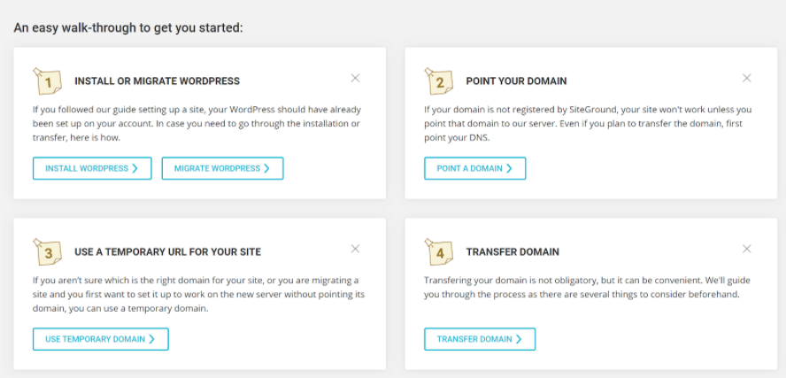 SiteGround dashboard screenshot