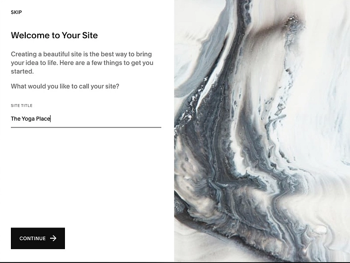 Squarespace's account welcome page