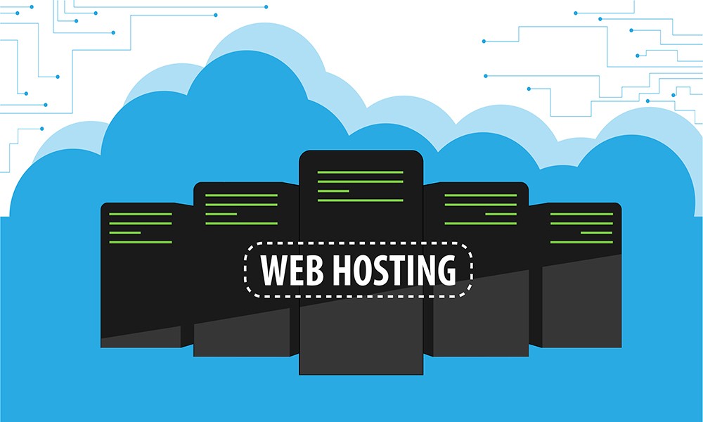 An Illustration of web hosting in different colors.