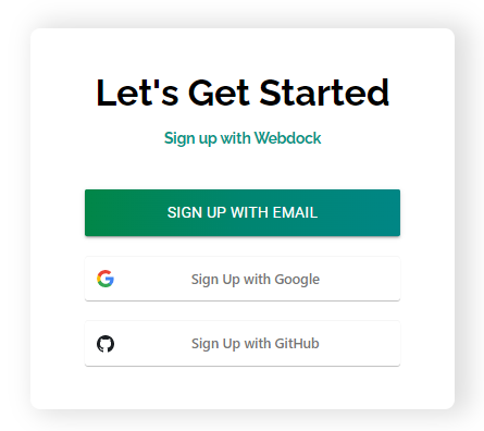 This shows the sign-up screen where users need to sign up in order to proceed.