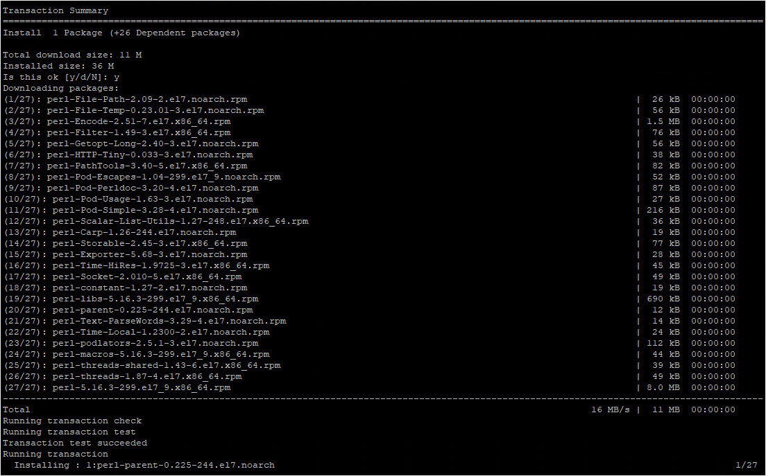 screenshot of the terminal