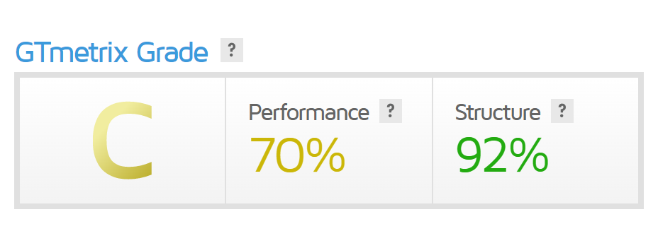 Hostgator GTmetrix test results screenshot