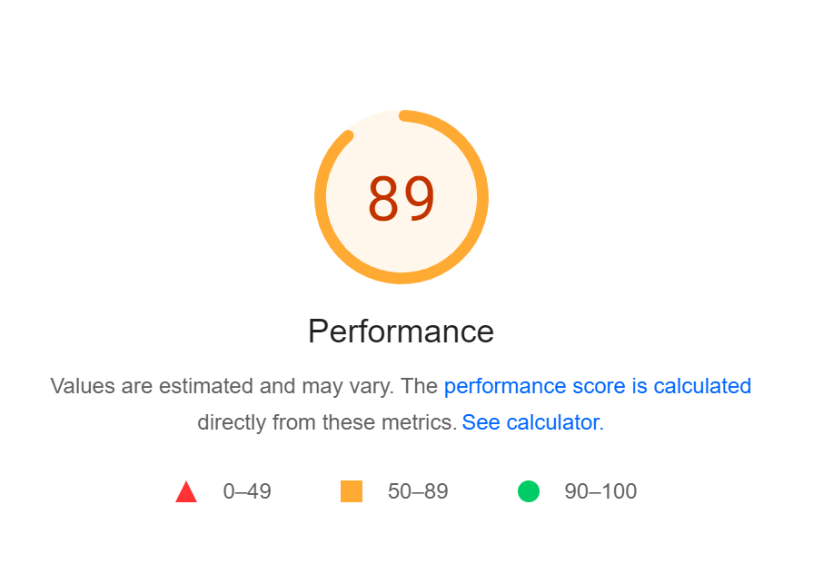 A2Hosting page speed insights test screenshot