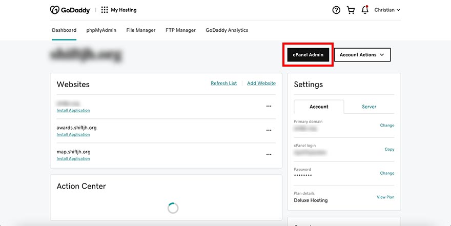 GoDaddy cpanel