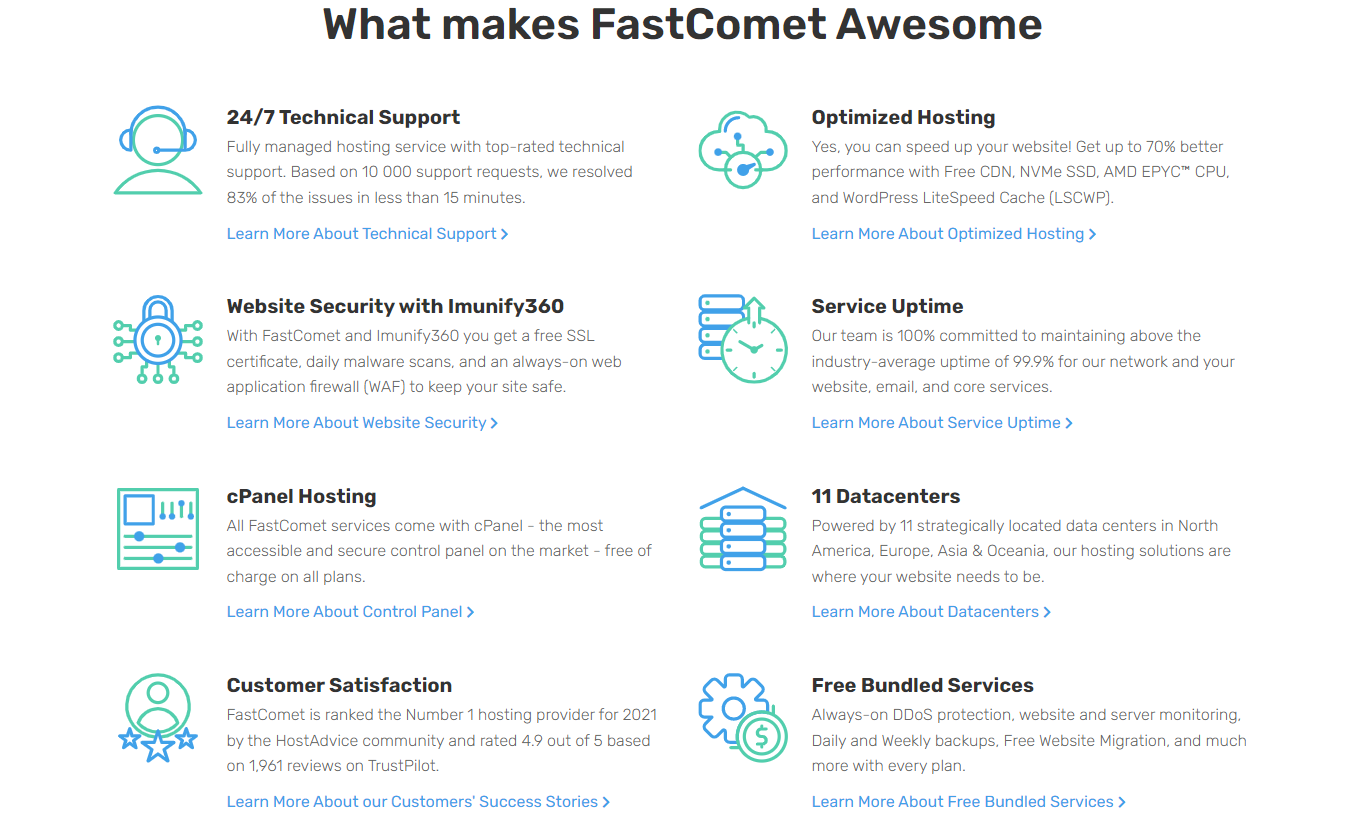 FastComet offers all the features youâ€™ll need to host a website online.