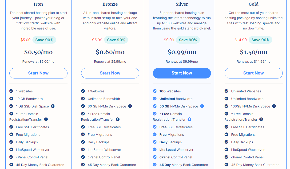 A photo that shows Verpex's web hosting plans.