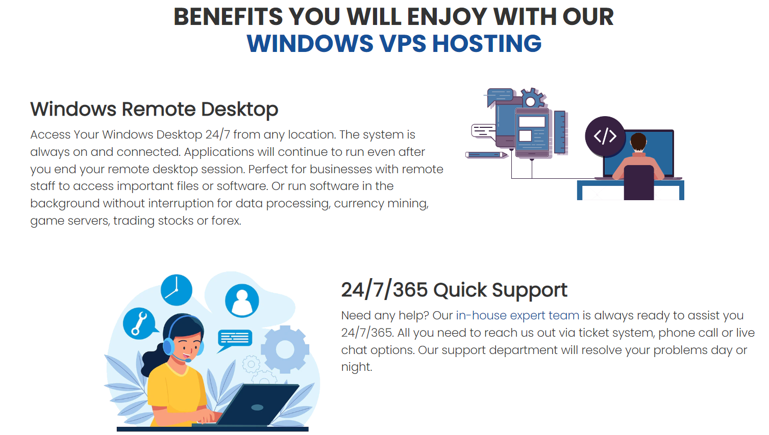 InterServer offers Windows Remote Desktop and 24/7/365 customer support.