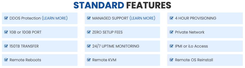 Interserver's dedicated servers features