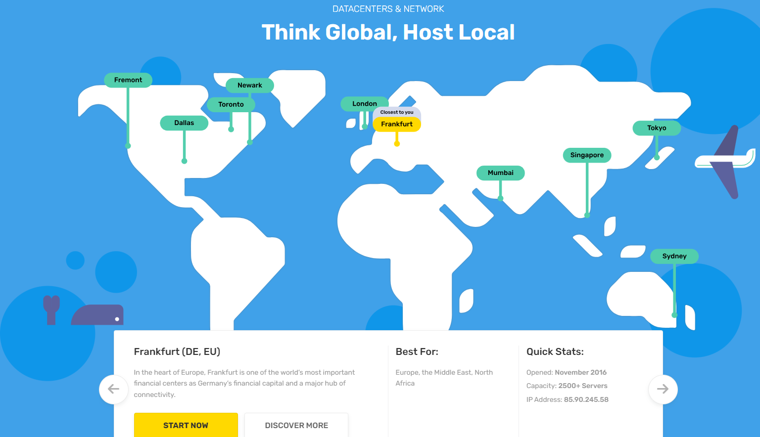 A photo that shows where FastCometâ€™s data centers are located.