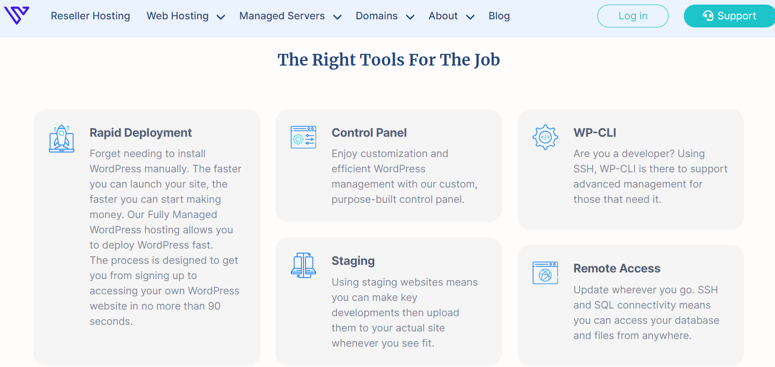 Verpex offers rapid deployment, a custom-built control panel, WP-CLI, staging, and remote access.