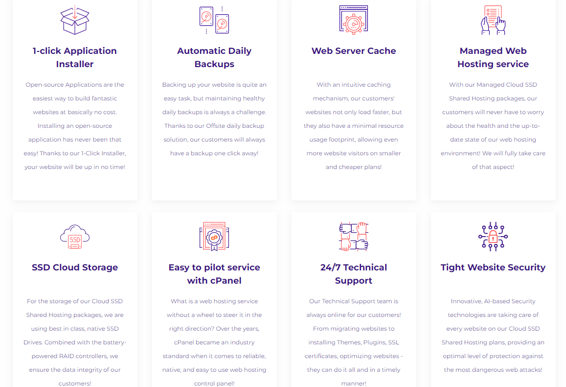 A photo that shows some of the features youâ€™ll get with a shared hosting plan from HostArmada.