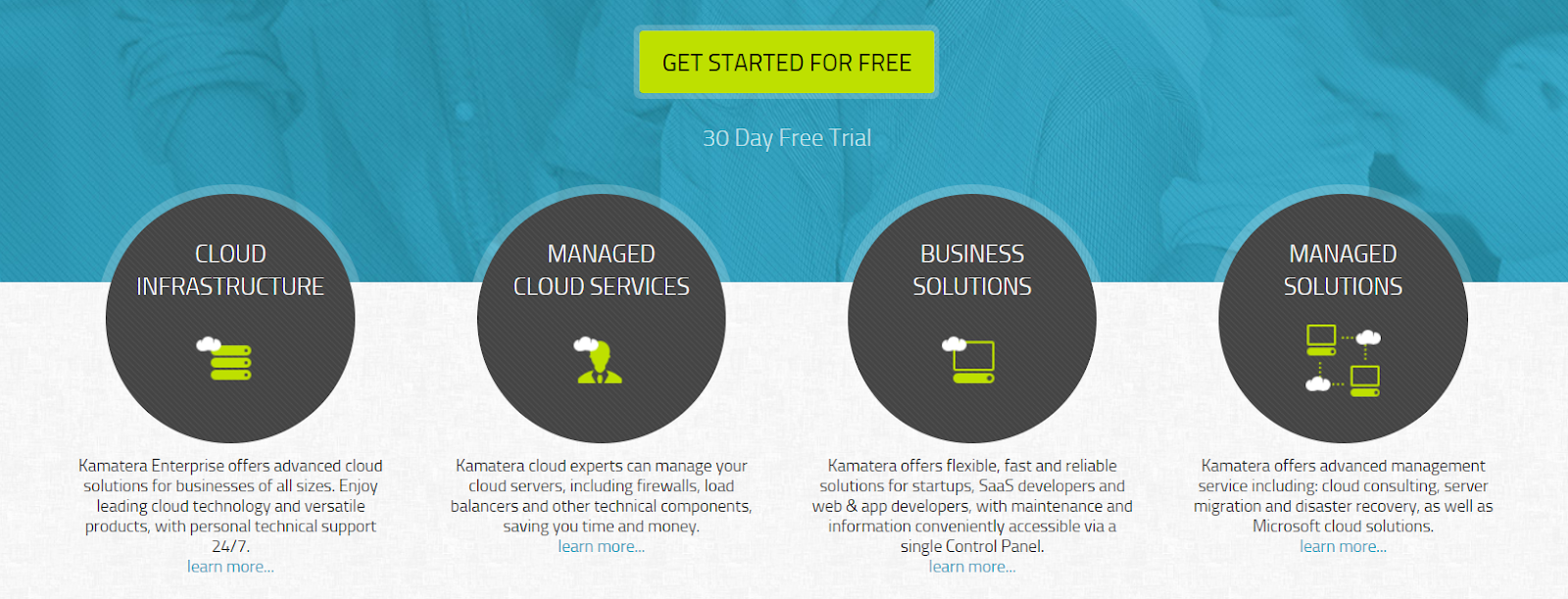 Kamatera offers managed cloud services, a cloud infrastructure, business solutions, and managed hosting solutions.