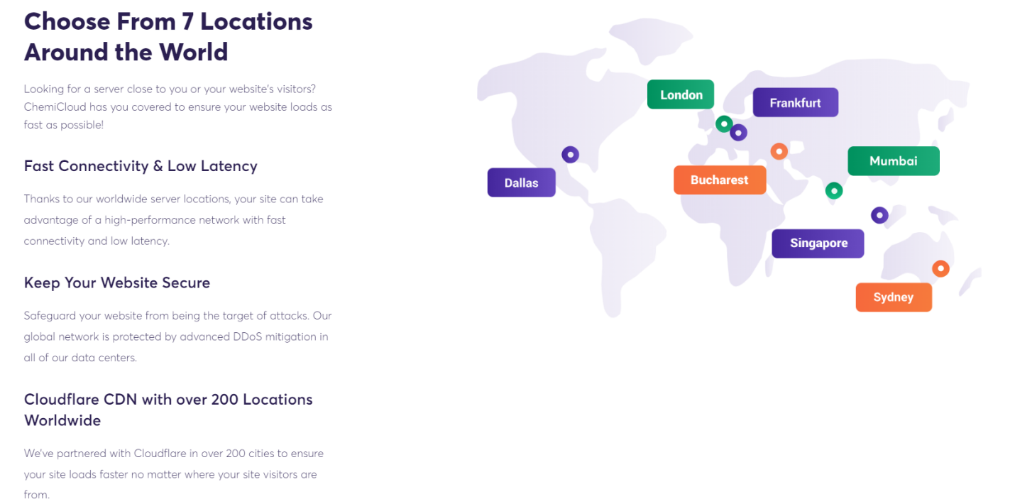 A photo that shows ChemiCloud's data center locations.