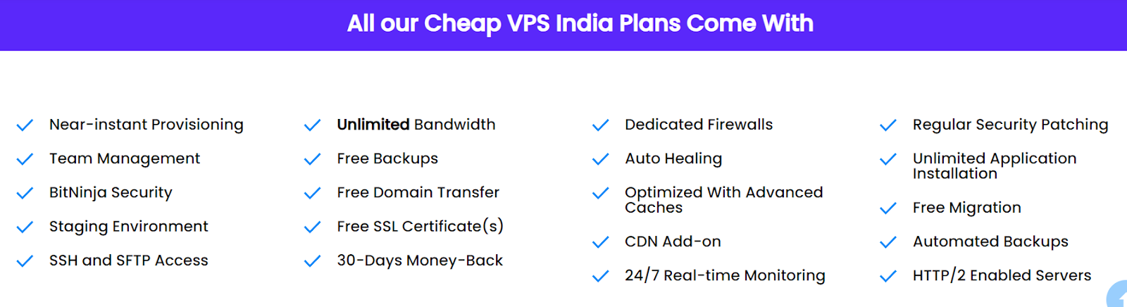 A photo presenting some of the features UltaHost provides with its VPS plans.