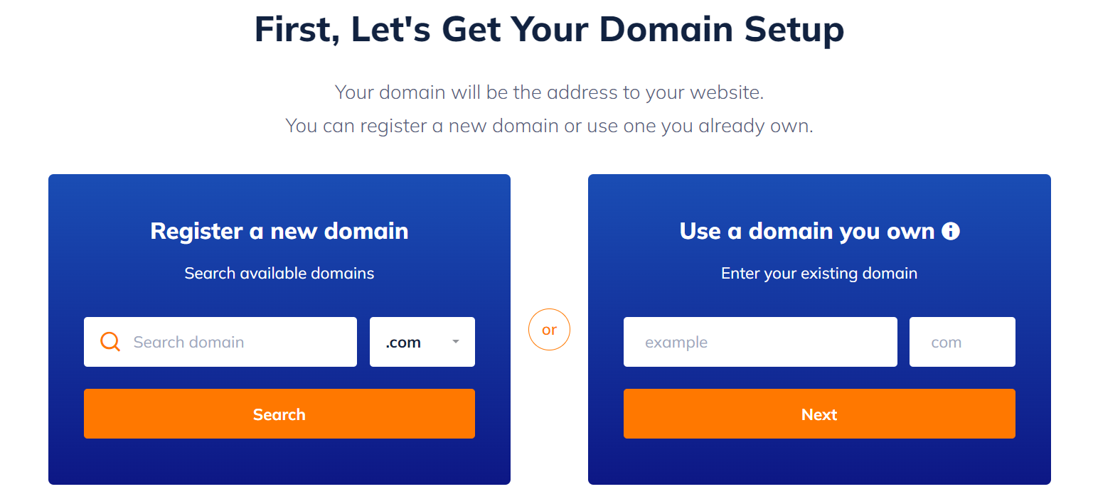 A page where you need to set up your domain name with NameHero.