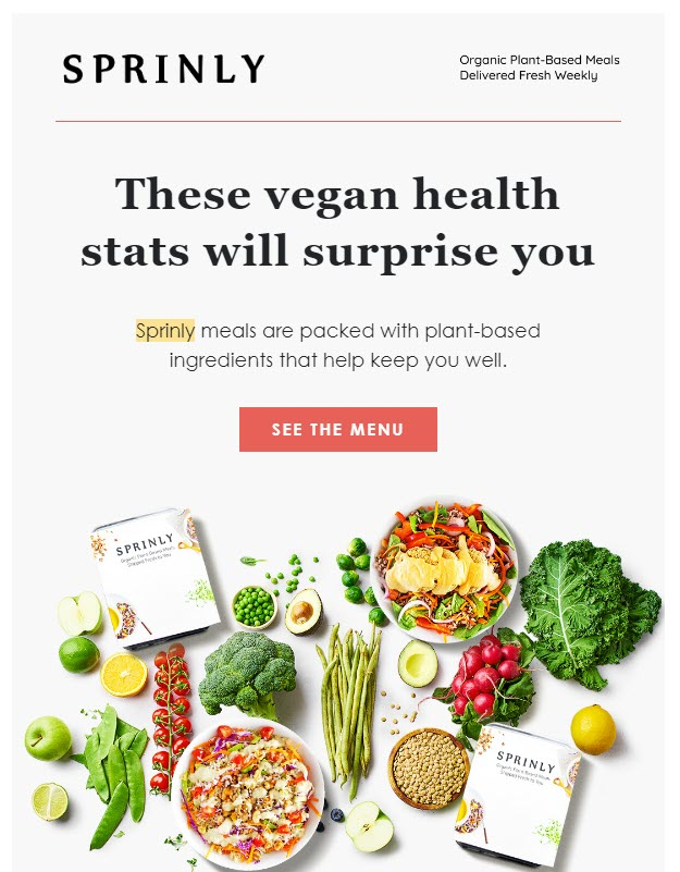 Sprinly Vegan Health Stats Email Campaign