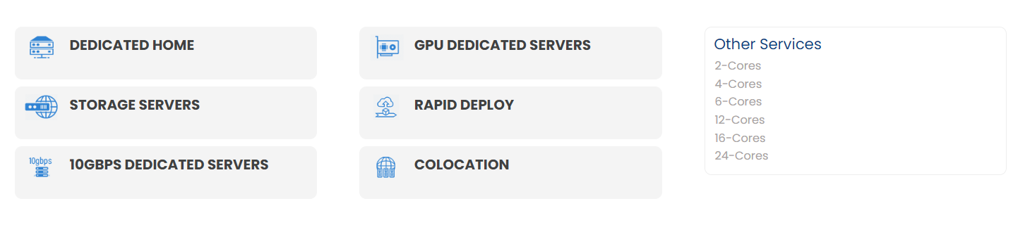 InterServer offers bare metal, storage, 10Gbps, GPU, Rapid Deploy, and Colocation dedicated servers.