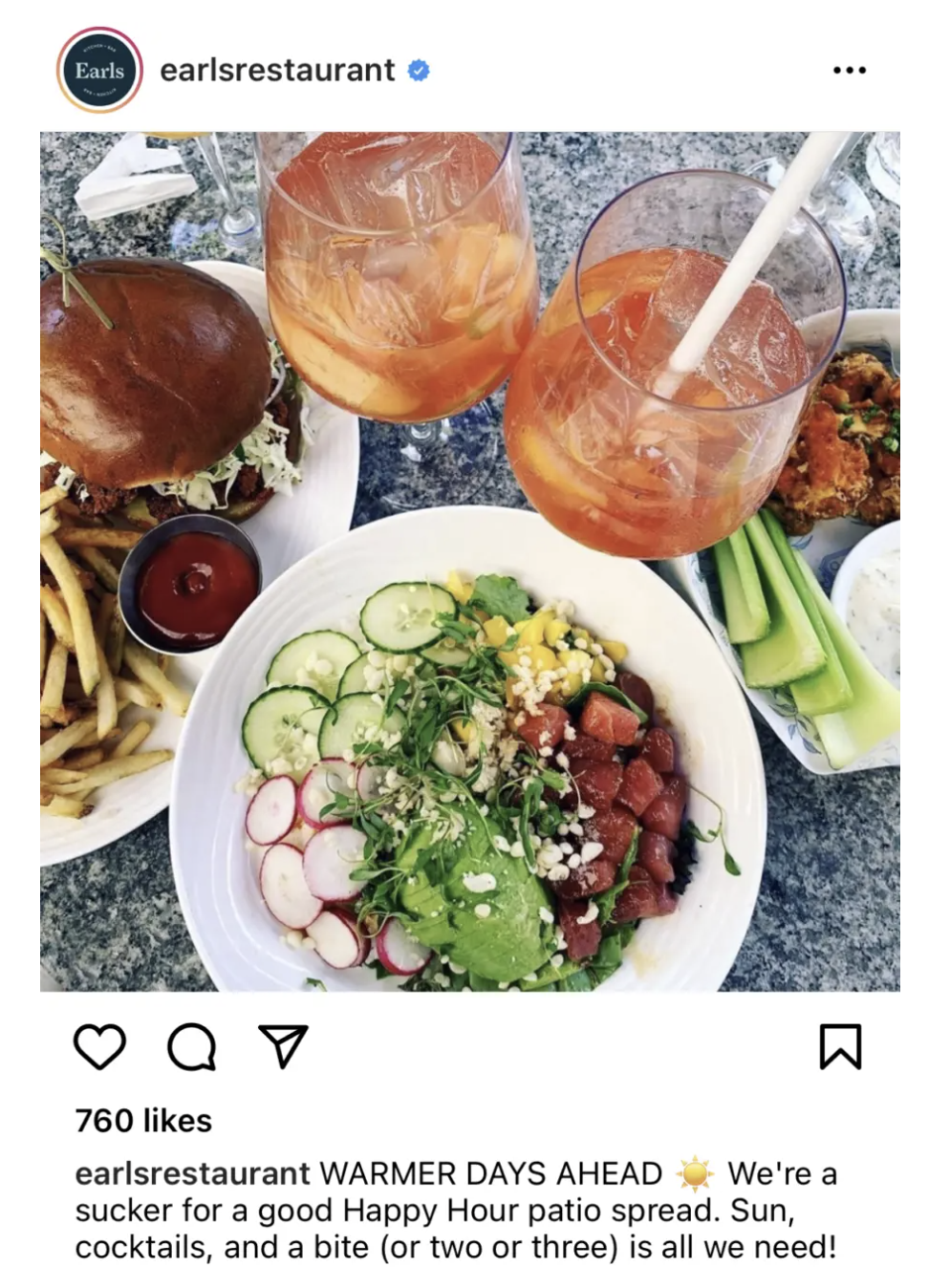 Screenshot of Instagram caption for https://www.instagram.com/earlsrestaurant/