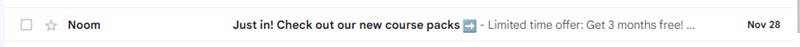 Engaging Subject Line Example of Noom's Marketing Email