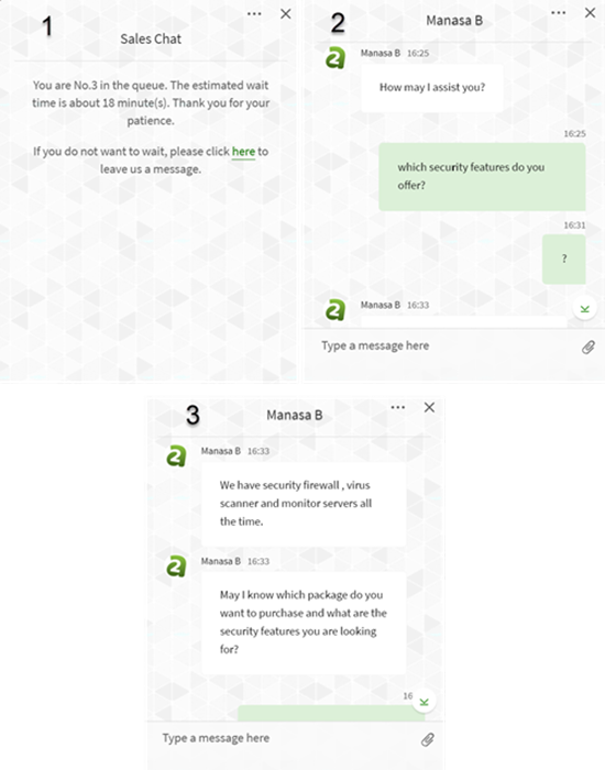 A2 Hosting Customer Support Chat Screenshot