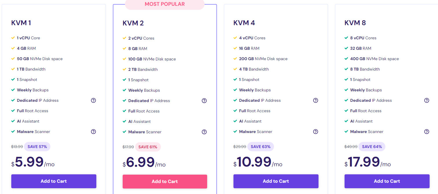 hostinger vps hosting pricing plans