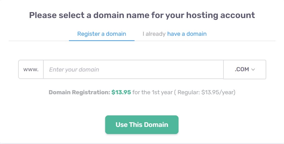 register a domain fastcomet screenshot