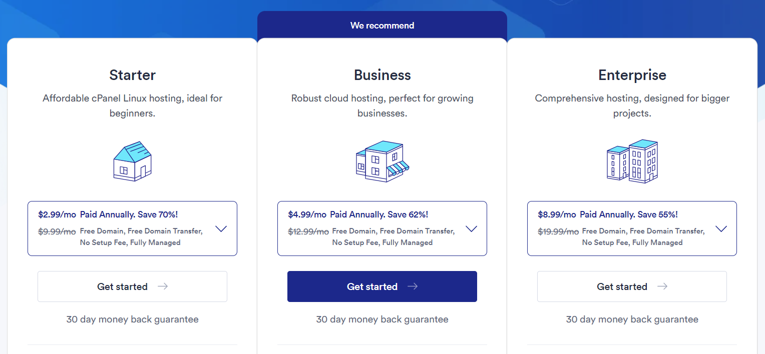 tmdhosting choose a pricing plan of s hared hosting