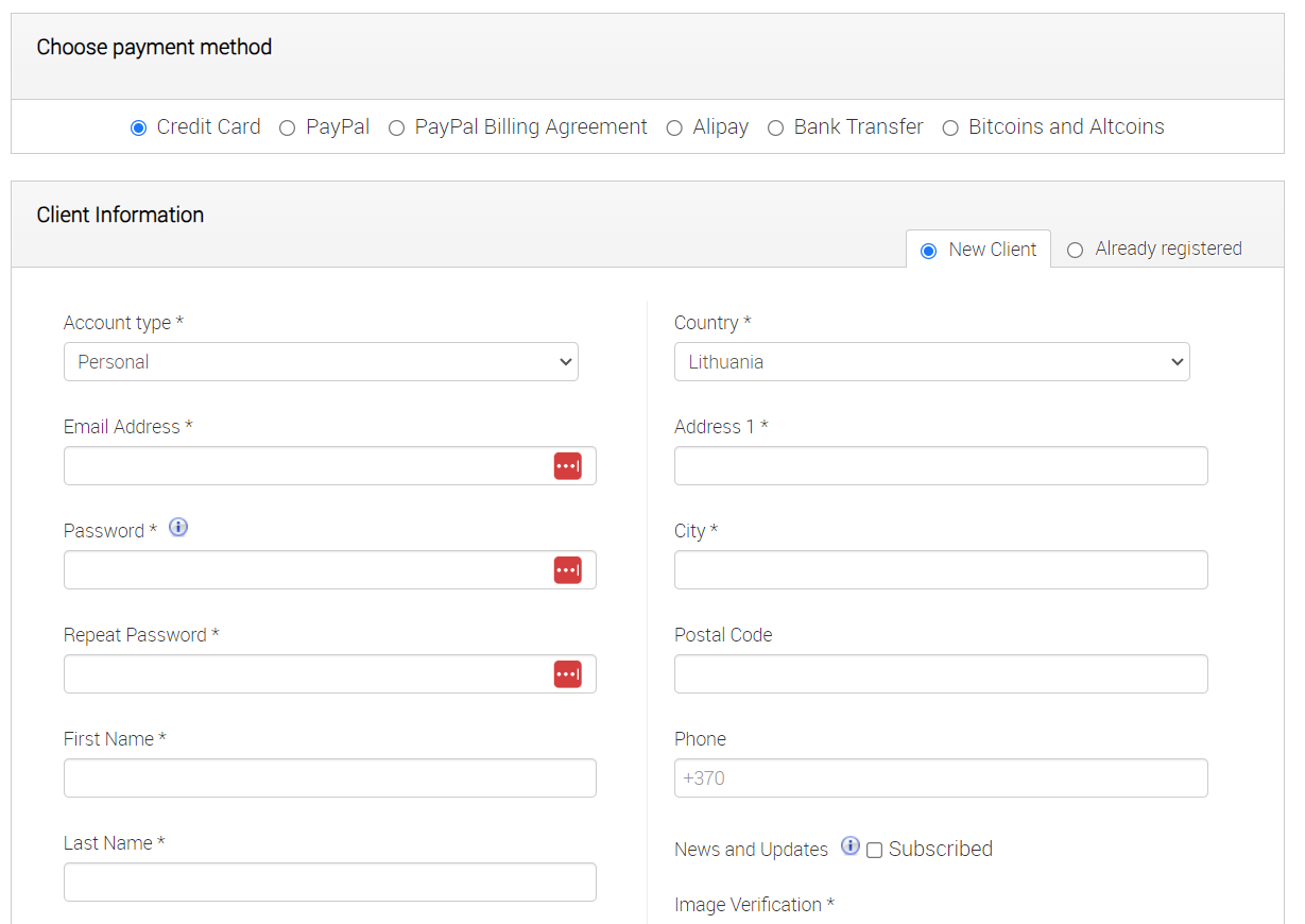 payment method and details time4vps