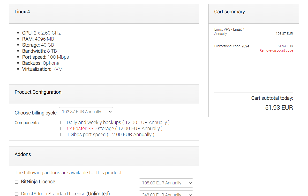 time4vps order summary